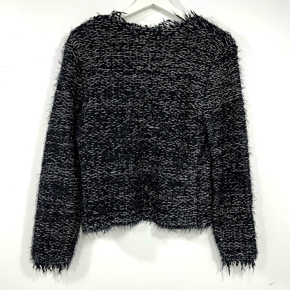 1 state fuzzy knit jacket black white size M - Picture 2 of 6